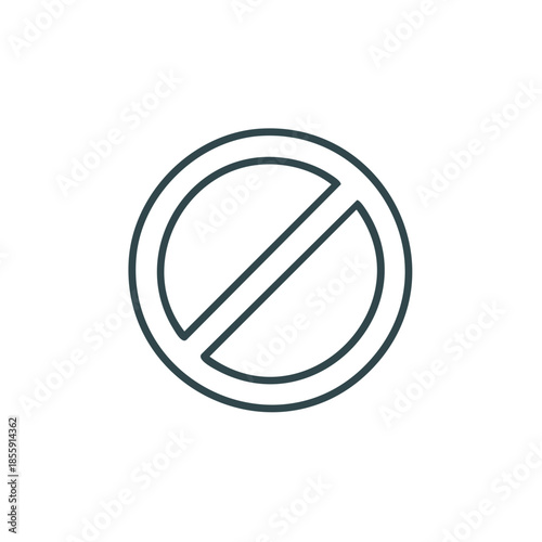 Prohibition Sign Line Icon Simple Graphic No Symbol Isolated Vector Shape