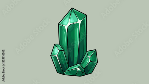 Illustration of a Cluster of Emerald Green Crystals.