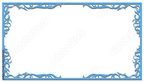 Blue Decorative Border Frame with Ornate Design.