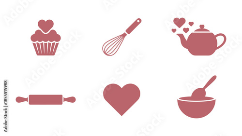 Culinary Delight Symbols: A curated collection of charming icons, each depicting elements of the cooking and baking. A symbol for culinary creativity