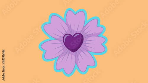 Stylized Flower with Heart Center - A Symbol of Love and Beauty.