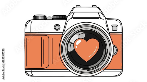 Love through the Lens: A vintage camera, complete with lens, becomes a symbol of art with a heart in the lens, signifying a love for photography and the art of capturing moments.