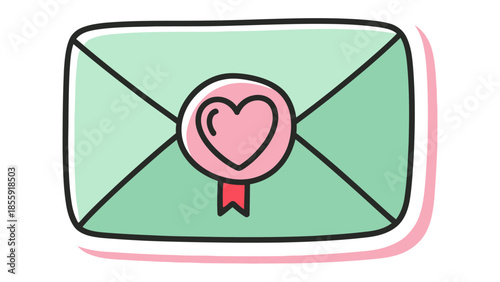 Sealed with Love: A charming depiction of a sealed envelope adorned with a heart emblem, symbolizing messages of affection and endearment.
