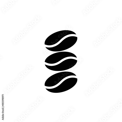 Minimalist black and white coffee bean icon design emphasizing simplicity and elegance for