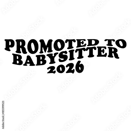 Text-based art of Promoted To Babysitter 2026 written in a stylish bold typography against a plain background. vector illustration