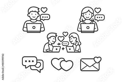 Online Dating and Communication Icons