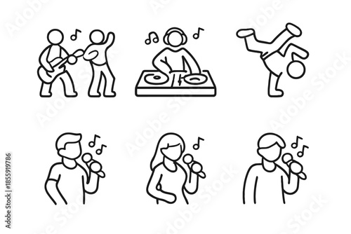 Set of 6 Music and Dance Performance Icons
