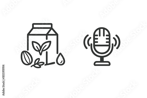 Plant-based milk and podcast microphone icons