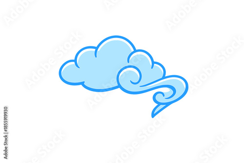 Stylized blue cloud with glowing neon outline on grey background