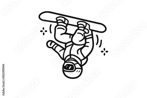 Cartoon Snowboarder Performing an Aerial Trick