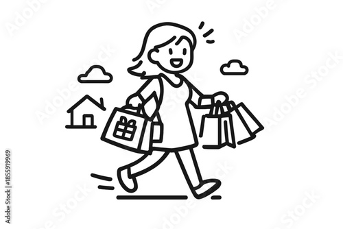 Happy Woman Carrying Shopping Bags