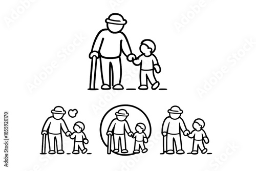 Generations together, grandparent and child holding hands