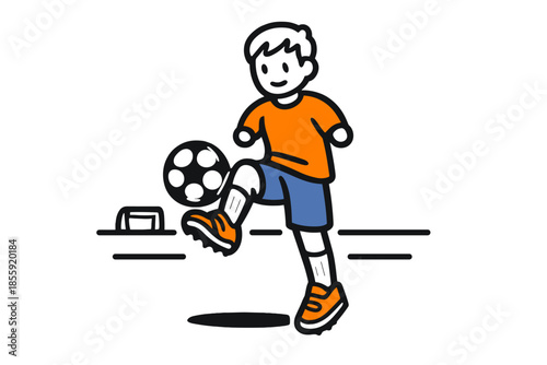 Cartoon boy playing soccer
