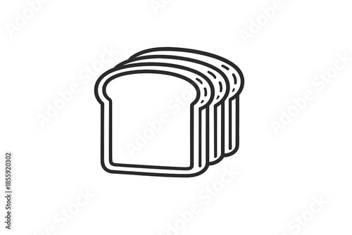Stacked Slices of Toast with Outline and Shadow