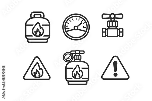 Gas cylinder and warning icons