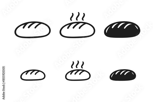 Six bread icons with different styles on a textured background