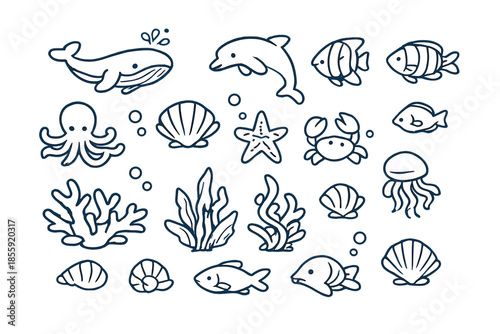 Cute Underwater Creatures and Elements