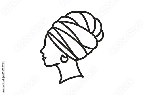 Profile of a woman wearing a turban