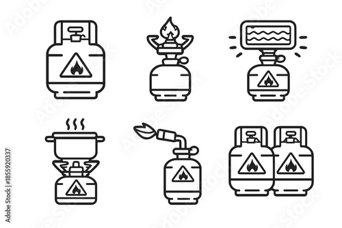 Gas Camping Equipment Icons