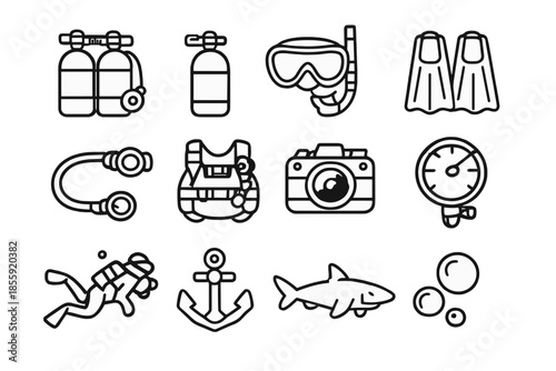 Scuba Diving Equipment Icons