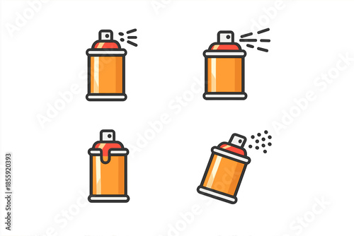 Spray paint cans with different actions