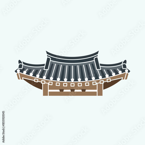 Traditional asian building roof with decorative elements.