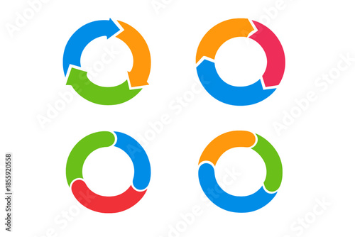 Four colorful circular arrows in a grid formation