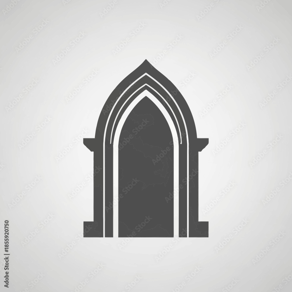 Fototapeta premium Gothic archway with a map silhouette inside.