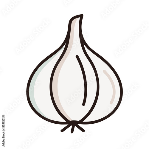 Stylized garlic bulb illustration for culinary and organic concepts in design