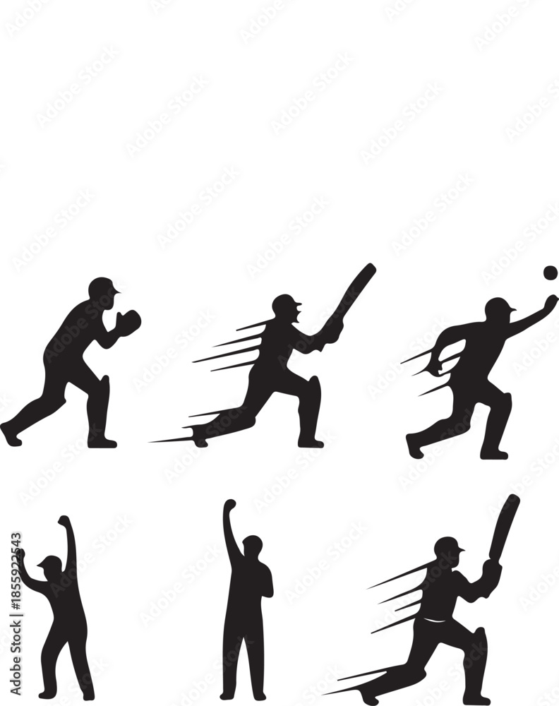 Obraz premium Cricket player vector. set