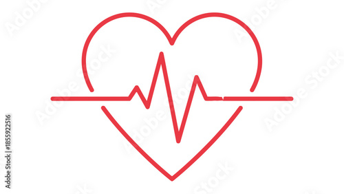 Heartbeat Line: A minimalist illustration of a heart featuring a pulse line, capturing the essence of life, health, and well-being.
