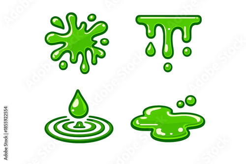 Green Slime Splatters and Drips Set