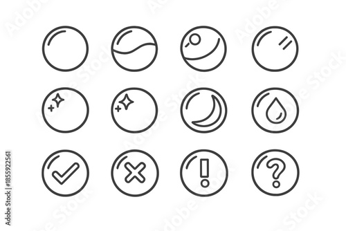 Set of circular icons with subtle gradients