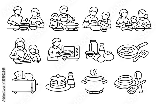 Family Cooking and Food Icons