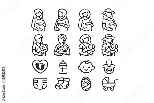 Pregnancy and motherhood icons