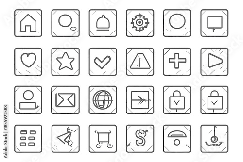 Set of outline icons on a gradient background