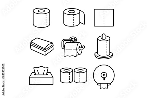 Collection of paper roll and tissue icons