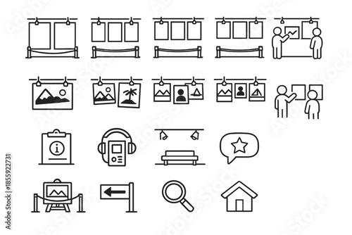Art gallery icons set