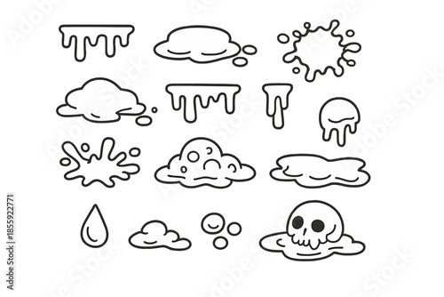 Set of drip and splash elements