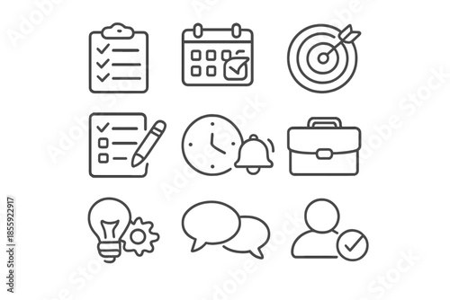 Set of 9 business and productivity icons