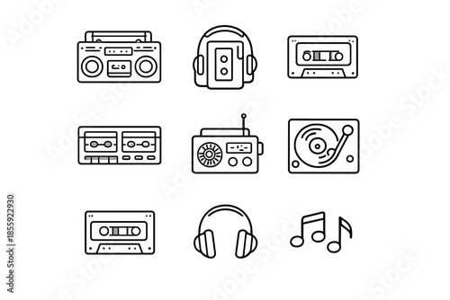 Retro music icons collection