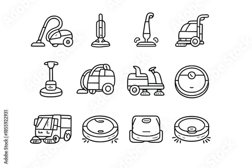 Set of cleaning equipment icons