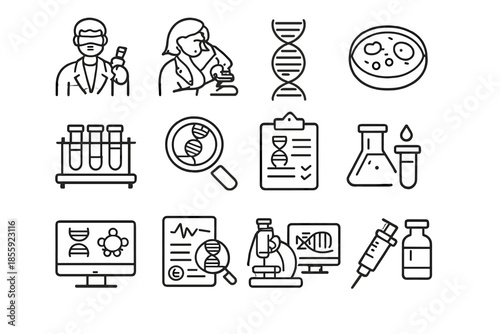 Medical Research Icons Set