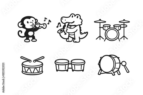Cartoon animals playing musical instruments