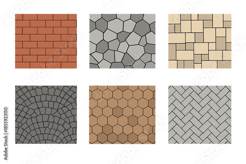 Six Texture Patterns of Paving Stones and Bricks