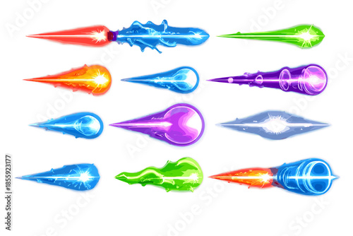 Collection of Glowing Futuristic Energy Beams