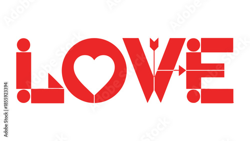 Love in Typography: A vivid artistic expression of love is presented through creatively designed typography, where a heart symbol seamlessly merges with the word.