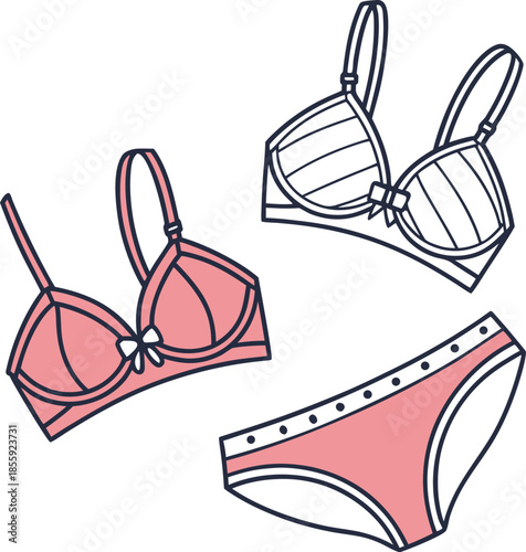 vector illustration of a bikini, Bra underwear icon set colorful flat vector style.