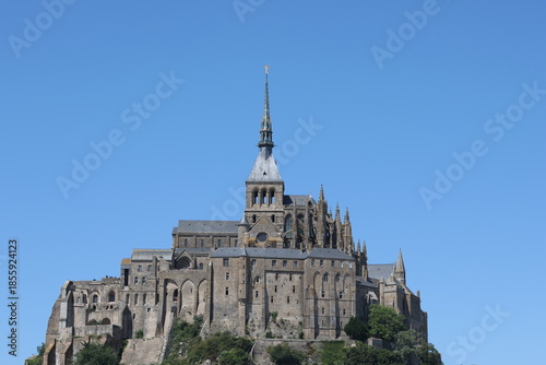 Saint Michel castle photography with blue sky on background.
