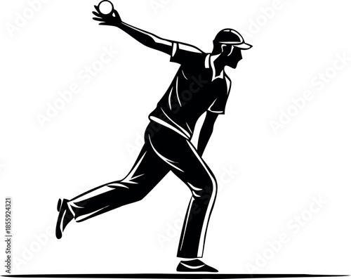 cricket bowler overarm delivery pose powerful 
